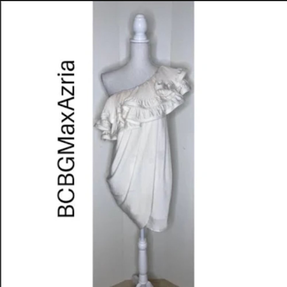 BCBG Gardenia One Shoulder Ruffle Dress